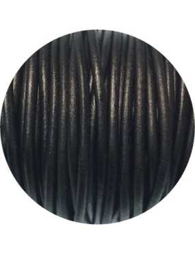 Cordon de cuir rond couleur noir-3mm-Europe
