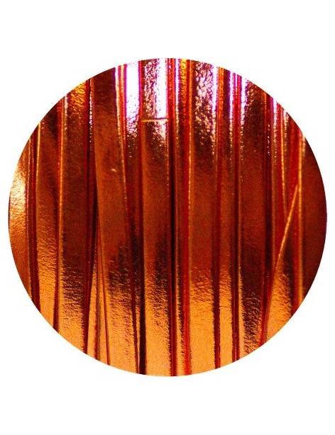 Bride rempliée de 3mm lisse en cuir orange métal en vente au cm