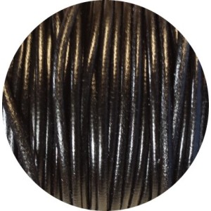 Cordon de cuir rond couleur noir-3mm-Espagne-Premium