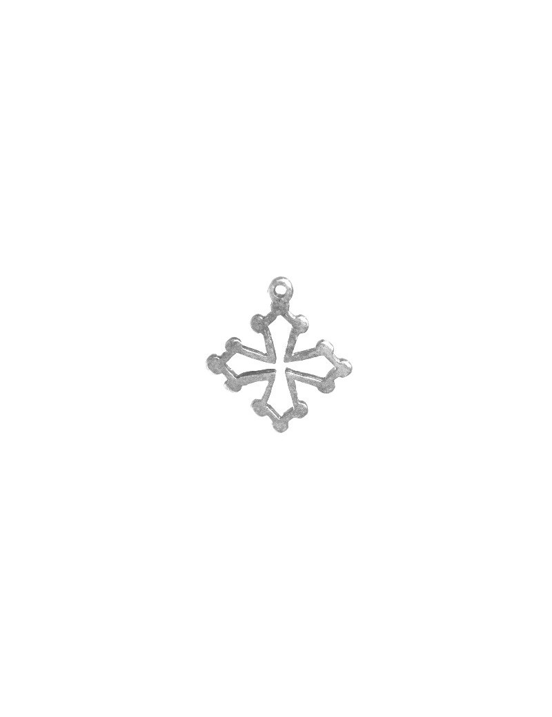 Croix occitane de 23mm en metal placage argent