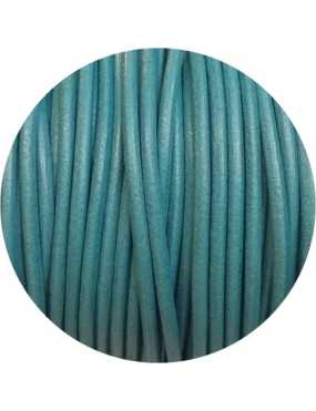Cordon de cuir rond de 3mm bleu turquoise clair-Espagne-Premium