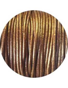 Cordon de cuir rond vieil or-2mm-Espagne