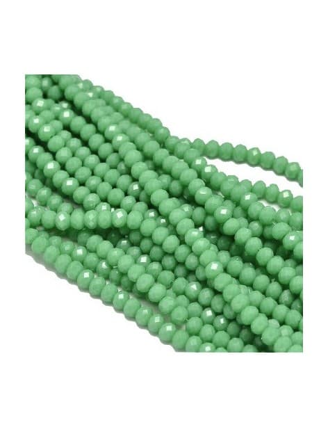 Fil de 145 perles rondes aplaties à facettes vert olive de 4mm