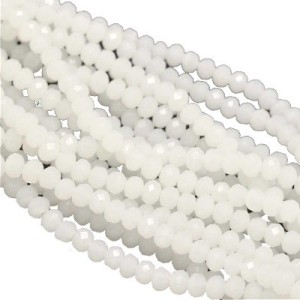 Fil de 145 perles rondes aplaties à facettes blanc de 4mm