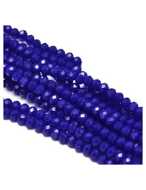 Fil de 145 perles rondes aplaties à facettes bleu électrique de 4mm