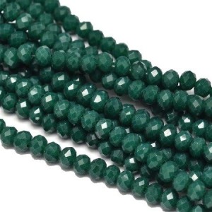 Fil de 145 perles rondes aplaties à facettes vert d'eau de 4mm
