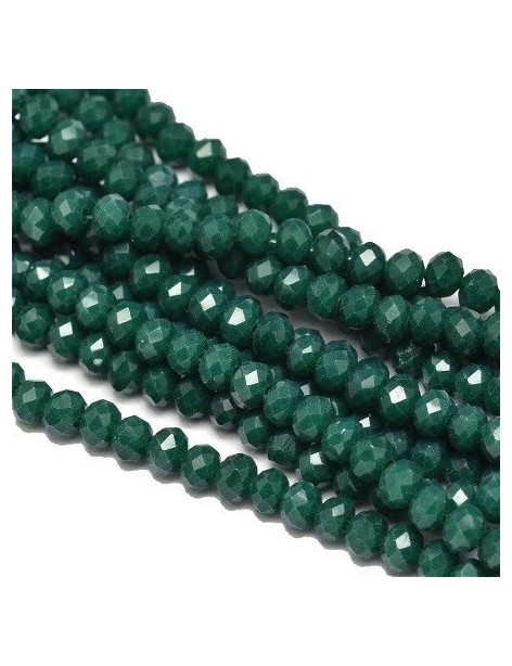Fil de 145 perles rondes aplaties à facettes vert d'eau de 4mm
