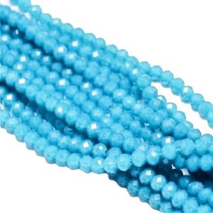 Fil de 145 perles rondes aplaties à facettes bleues de 4mm