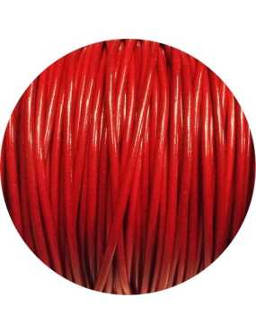 Cordon de cuir rond rouge brillant-3mm-Espagne-Premium