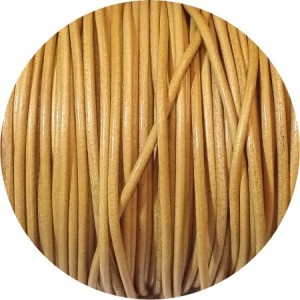 Cordon de cuir rond moutarde-2mm-Espagne-Premium