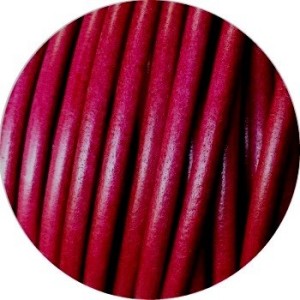 Lacet de cuir rond cerise Espagne-5mm
