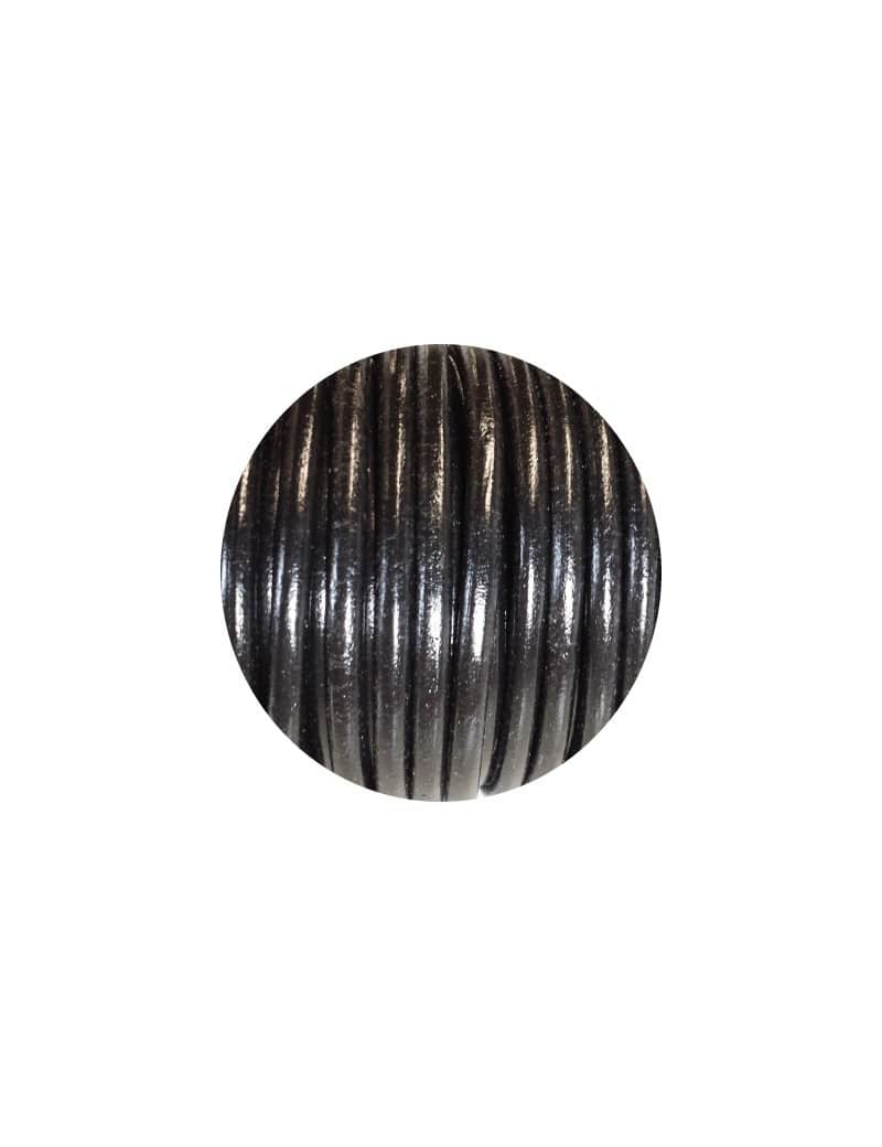 Lacet de cuir rond de 4mm noir fabriqué en Espagne-Premium