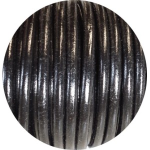 Lacet de cuir rond noir de 4.5mm fabriqué en Espagne-Premium