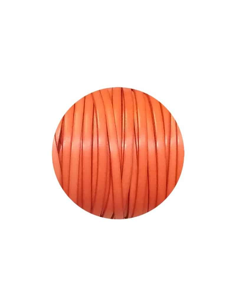 Cuir plat lisse de 5mm orange vif vendu à la coupe au mètre-Premium