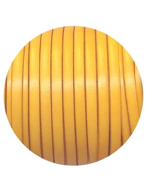 Cuir plat lisse de 5mm jaune chaud vendu à la coupe au mètre-Premium