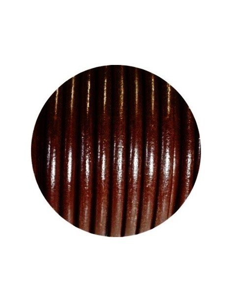 Lacet de cuir rond de 5mm marron foncé-Espagne
