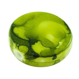 Perle plate ronde verte de 19mm en plastique