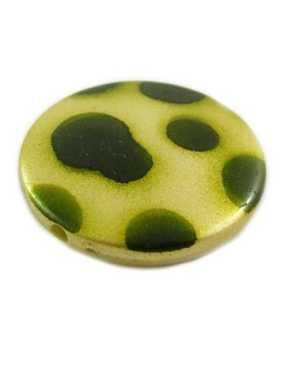 Grande perle ronde et plate en plastique de couleur verte-31mm