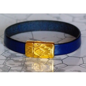 Kit bracelet en cuir plat de 10mm bleu nuit premium simple tour