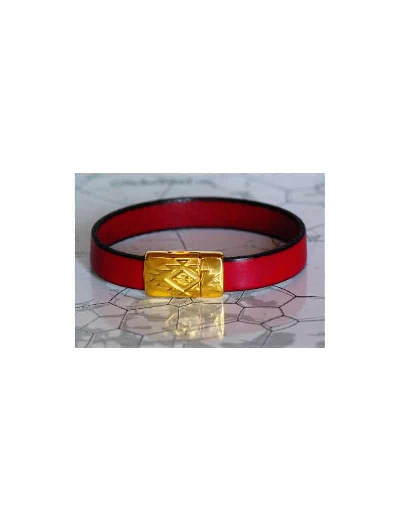 Kit bracelet en cuir plat de 10mm rouge cardinal simple tour