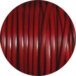 Cuir plat lisse de 5mm rouge flamme vendu à la coupe au mètre-Premium