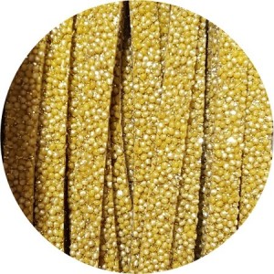 Cordon de cuir plat 5mm effet caviar or-vente au cm