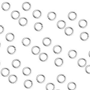 Lot de 100 anneaux ronds de 5mmx0.7mm en laiton placage argent