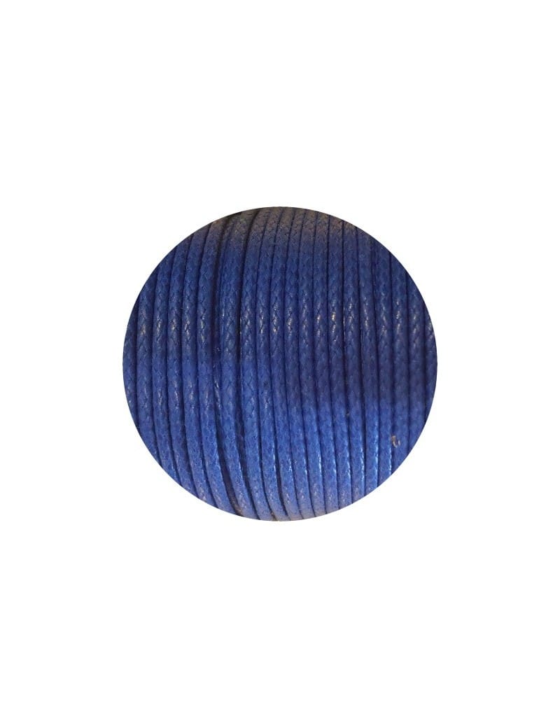 Cordon de coton cire rond de 3mm bleu électrique-Italie