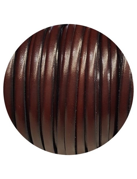 Cuir plat de 5mm marron cacao brillant vendu au mètre-Premium