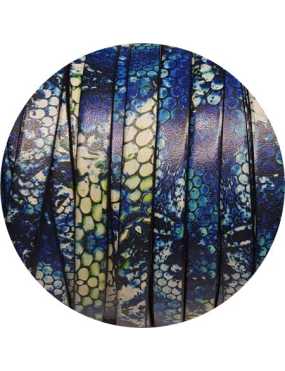 Cuir plat 10mm fantaisie imprimé serpent bleu en vente au cm