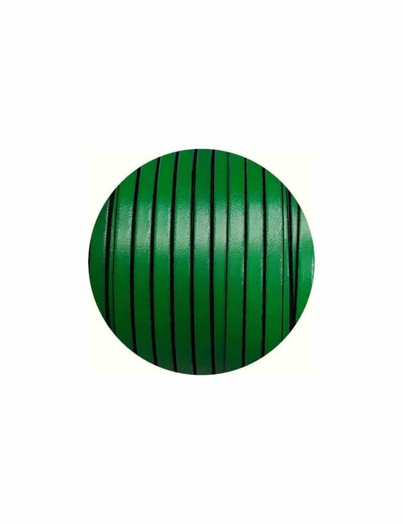 Cordon de cuir plat 5mm vert vendu au mètre