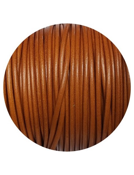 Cordon de cuir rond de 3mm couleur noisette-Espagne-Premium