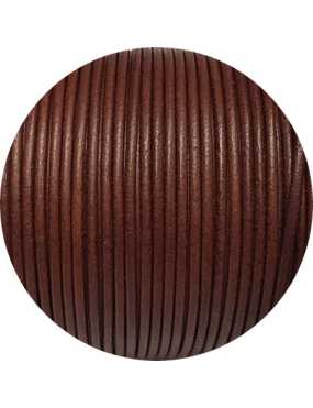 Cordon de cuir rond marron cognac-2mm-Espagne-Premium