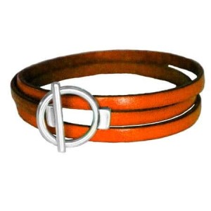 Bracelet triple tour en kit de 5mm de large orange et argent