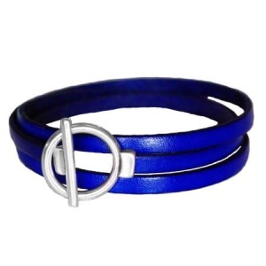 Bracelet triple tour en kit de 5mm de large bleu cobalt et argent