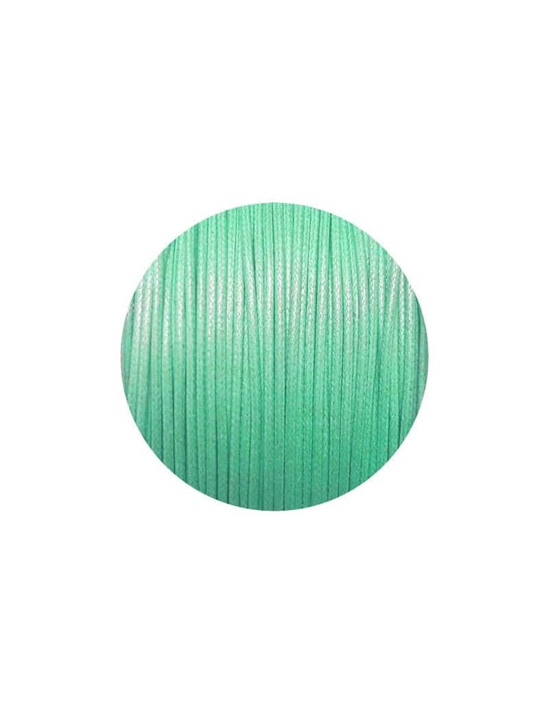 Cordon de coton cire rond de 1mm vert turquoise clair-Italie