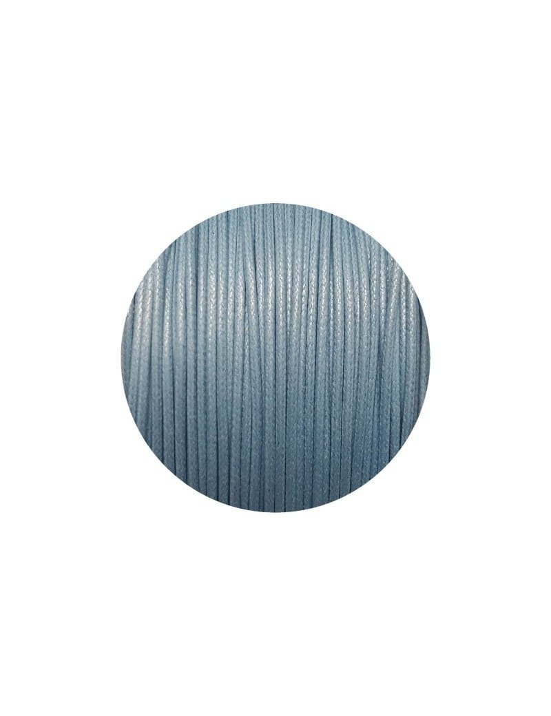 Cordon de coton cire rond de 1mm bleu ciel-Italie