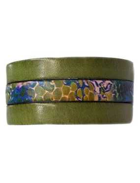Kit bracelet de 30mm avec des cuirs plats de 10mm tons verts bleus violet