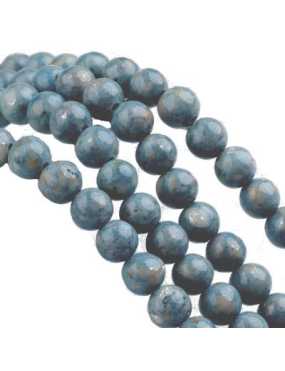 Fil de 90 perles en pierre fossile bleue de 4mm