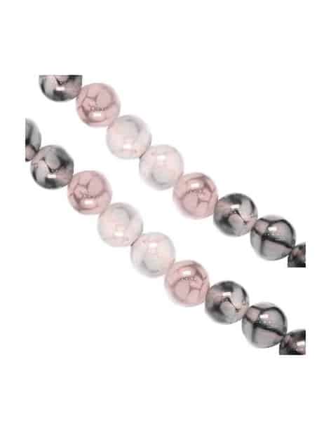 Fil de 90 perles rondes de 4mm à facettes en agate rose très pâle