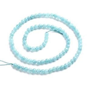 Fil de 90 perles rondes de 4mm à facettes en aquamarine bleu clair