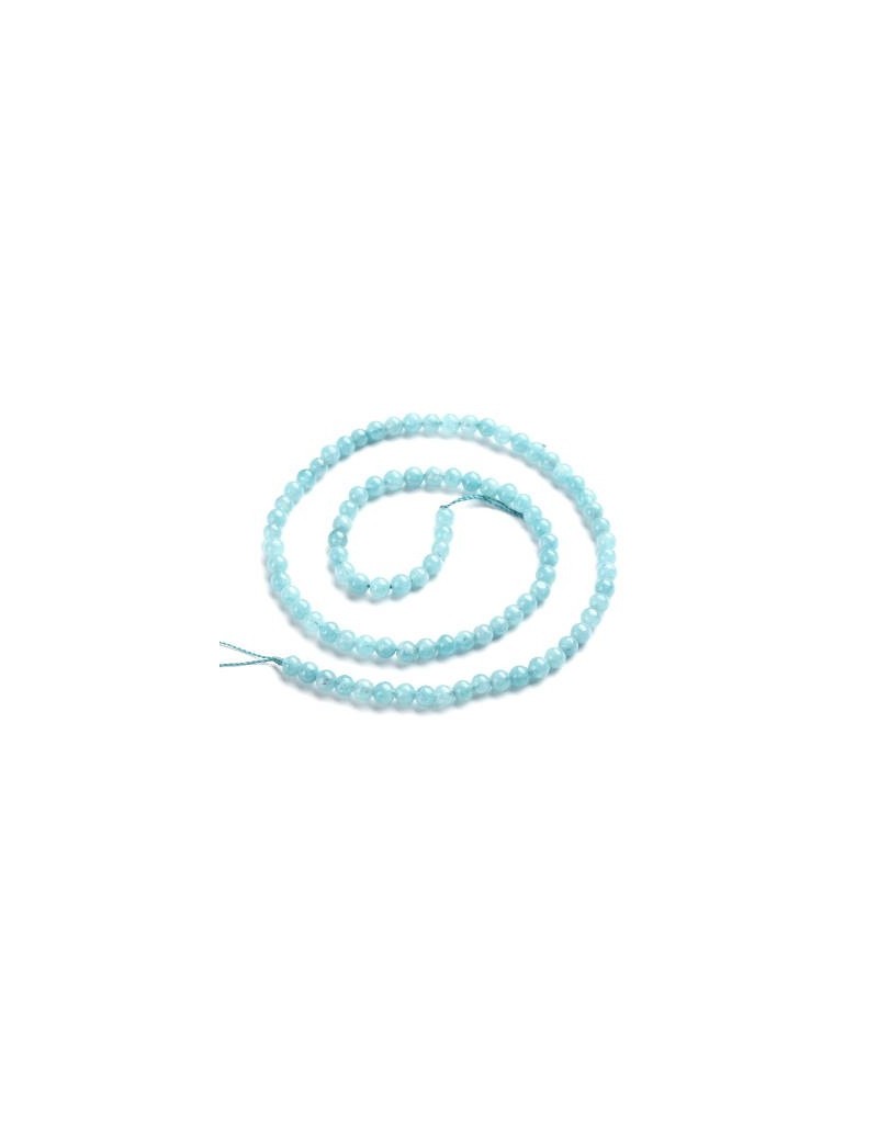 Fil de 90 perles rondes de 4mm à facettes en aquamarine bleu clair