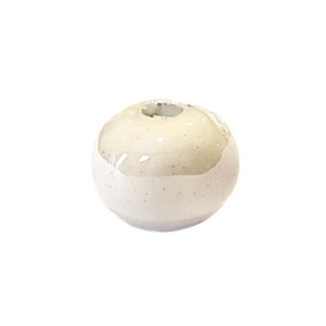 Perle boule de 12mm en céramique blanc nacré