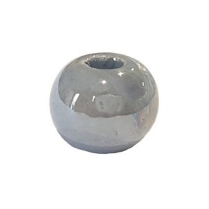 Perle boule de 12mm en céramique bleu gris clair nacré