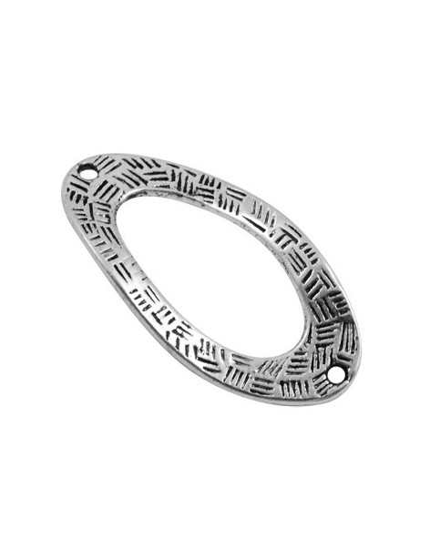 Lot de 10 grands anneaux ovales vrillés de 36mm couleur argent tibétain