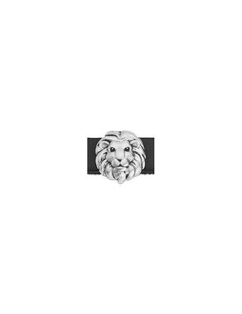 Passant tête de lion placage argent pour cuir plat de 10mm