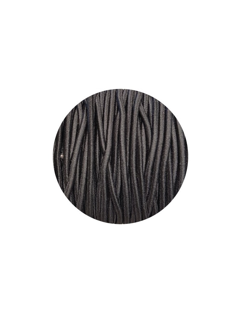 Fil élastique noir de 2mm recouvert de tissu en vente au mètre