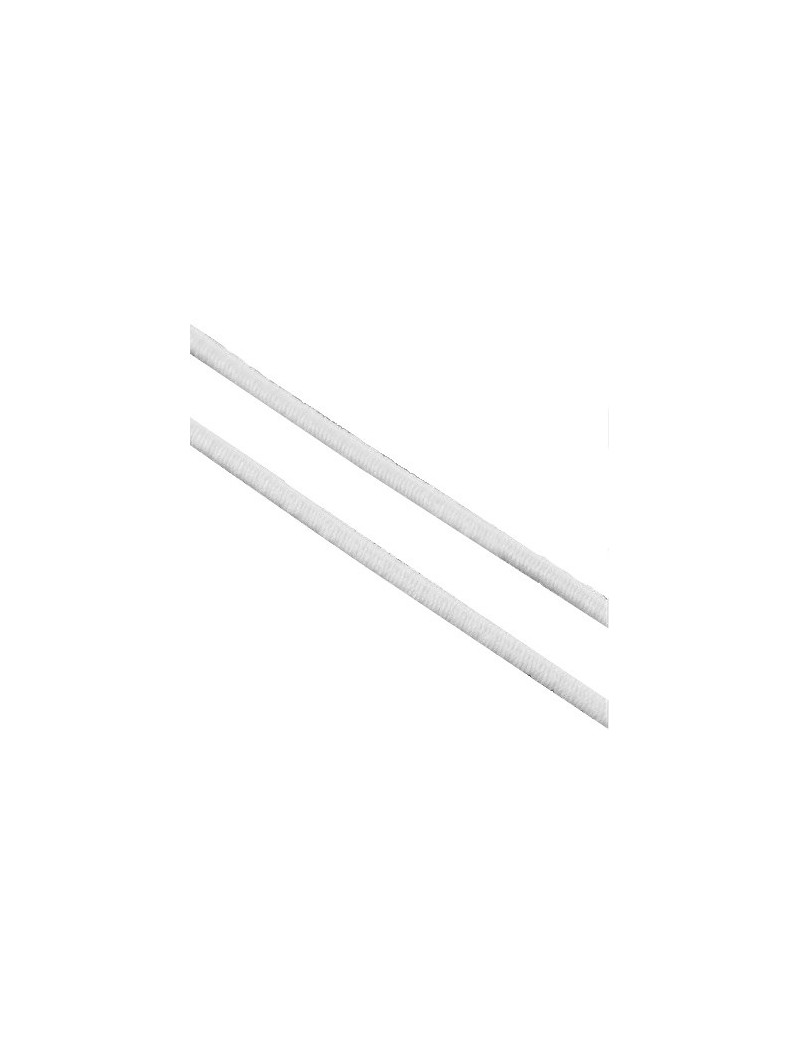 Fil élastique blanc de 3mm recouvert de tissu en vente au mètre