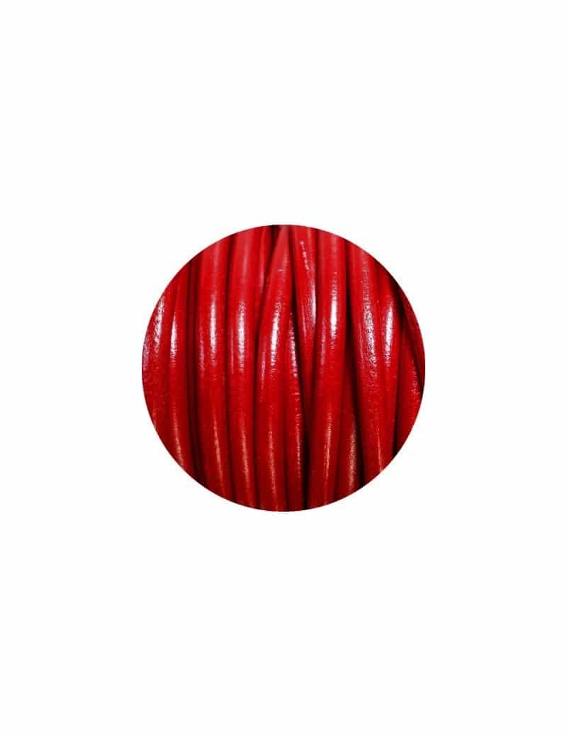 Lanière de cuir rond rouge de 5mm origine Europe coupé à 1 mètre