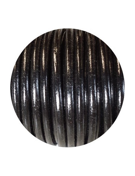 Lanière de cuir rond noir de 5mm origine Europe coupé à 1 mètre